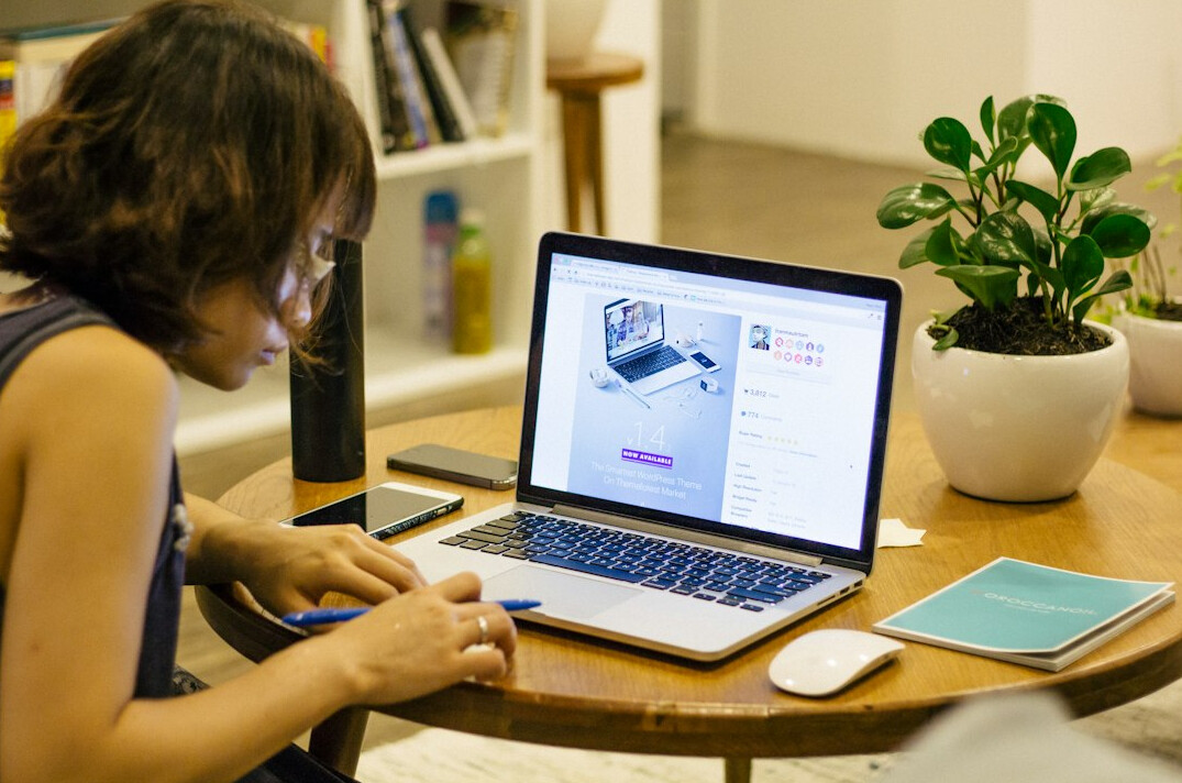 person studying online